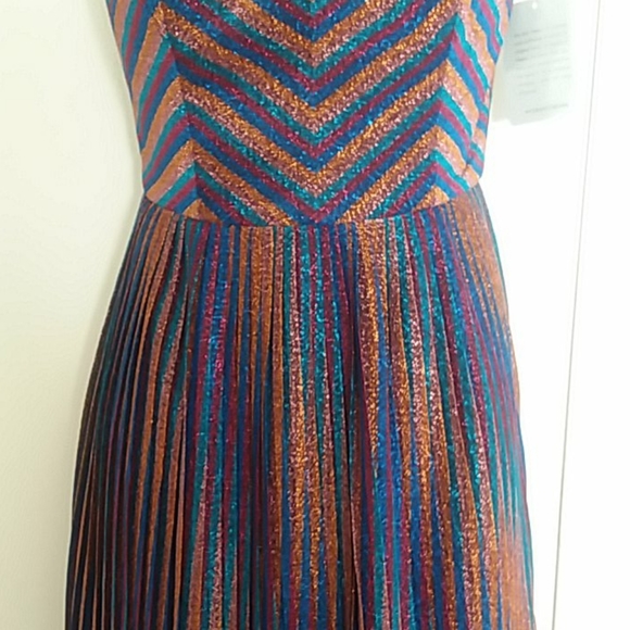 Dress the Population Rosalie Metallic Striped Strapless Dress Size Small NWT - Picture 3 of 16